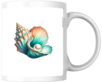 Thumbnail for Seashell Pearl Mug | Watercolor Ocean Treasure Coffee Mug | Beach Coastal Gift