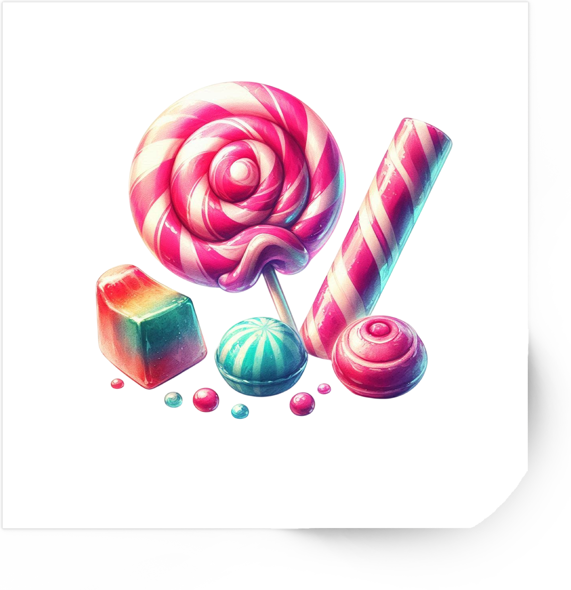 Candy Sweets Sticker | Watercolor Lollipop Treats Vinyl Decal | Cute Dessert Gift