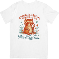 Thumbnail for When God Made Me He Said This Will Be Fun Raccoon Funny Christian Vintage Retro Graphic Tee