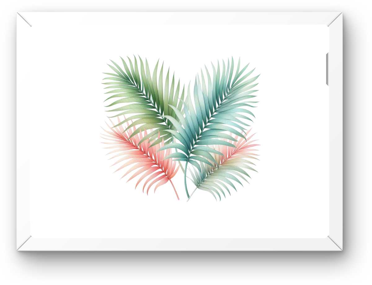 Palm Leaf Heart Wall Art | Watercolor Tropical Botanical Print | Coastal Home Gift