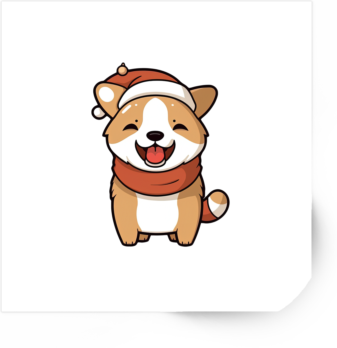 Christmas Shiba Inu Sticker | Cute Santa Hat Dog Vinyl Decal | Holiday Puppy Gift