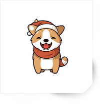 Thumbnail for Christmas Shiba Inu Sticker | Cute Santa Hat Dog Vinyl Decal | Holiday Puppy Gift
