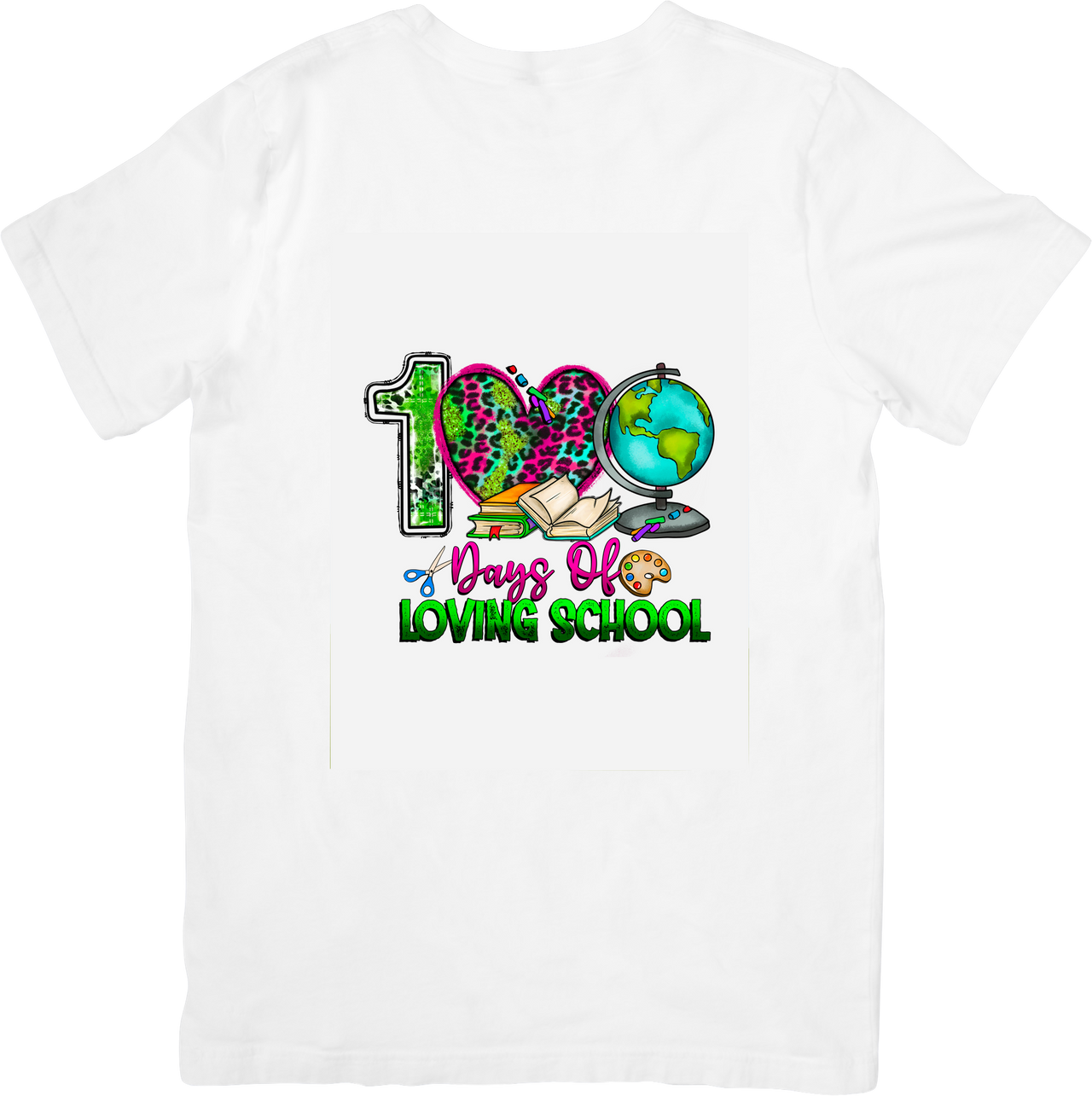 100 Days Of Loving School Cute Leopard Print Retro Vintage Graphic Tee Teacher Gift