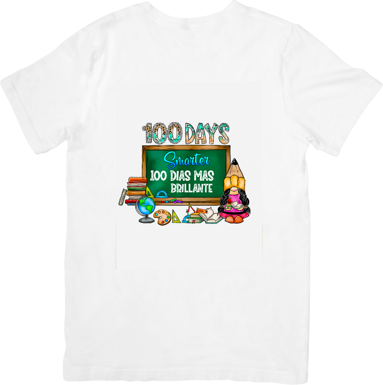 100 Days Smarter Gnome Bilingual School Milestone Retro Vintage Graphic Tee 100th Day Gift