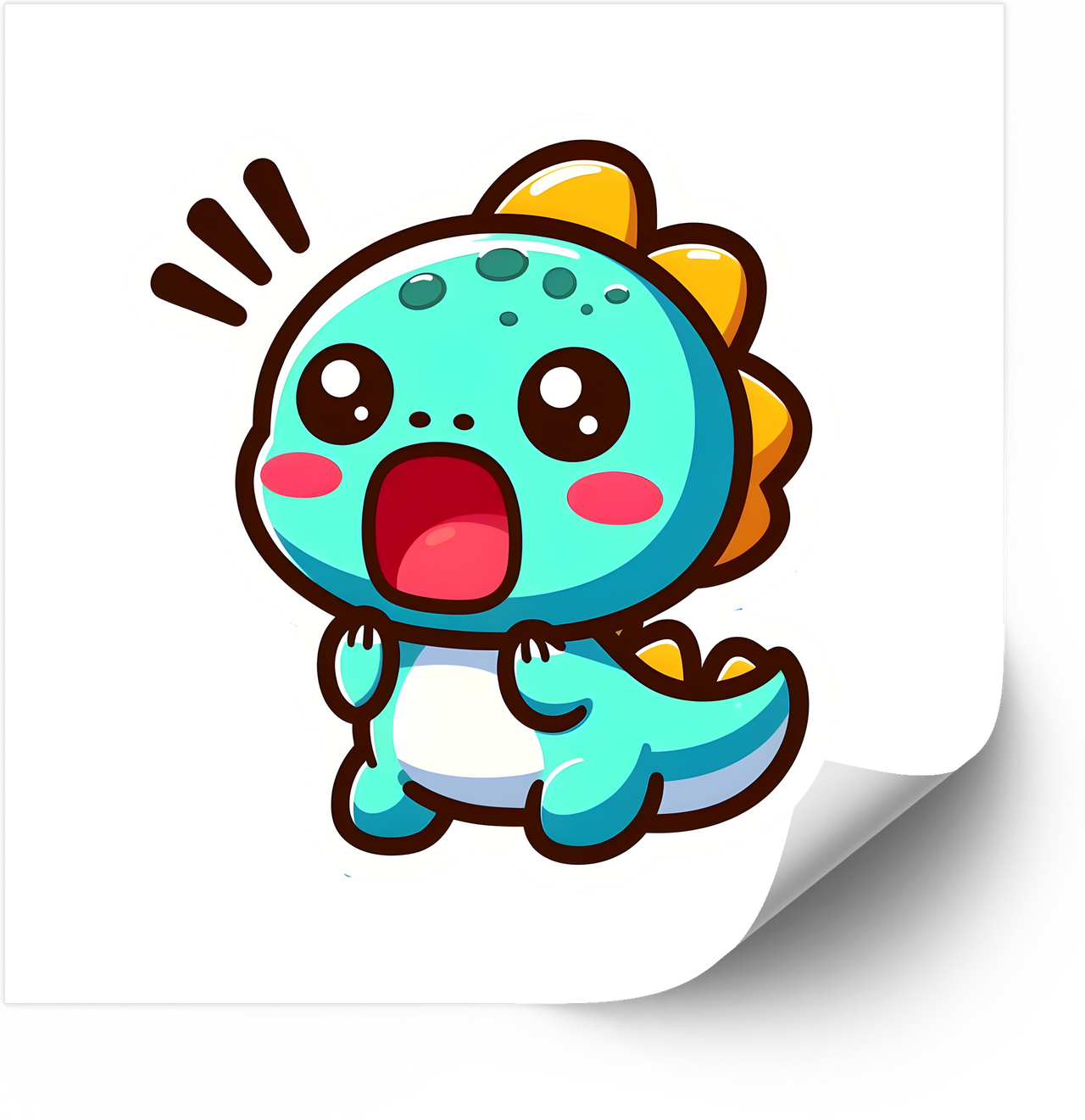 Kawaii Baby Dinosaur Surprised Cute Dino Retro Vintage Vinyl Sticker Decal Animal Lover