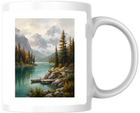 Thumbnail for Mountain Lake Landscape Mug | Forest Pine Nature Coffee Mug | Outdoor Wilderness Gift