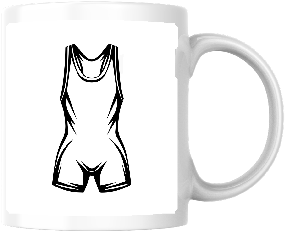 Wrestling Singlet Mug | Black Line Art Wrestler Coffee Mug | Sports Athlete Gift