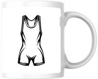 Thumbnail for Wrestling Singlet Mug | Black Line Art Wrestler Coffee Mug | Sports Athlete Gift