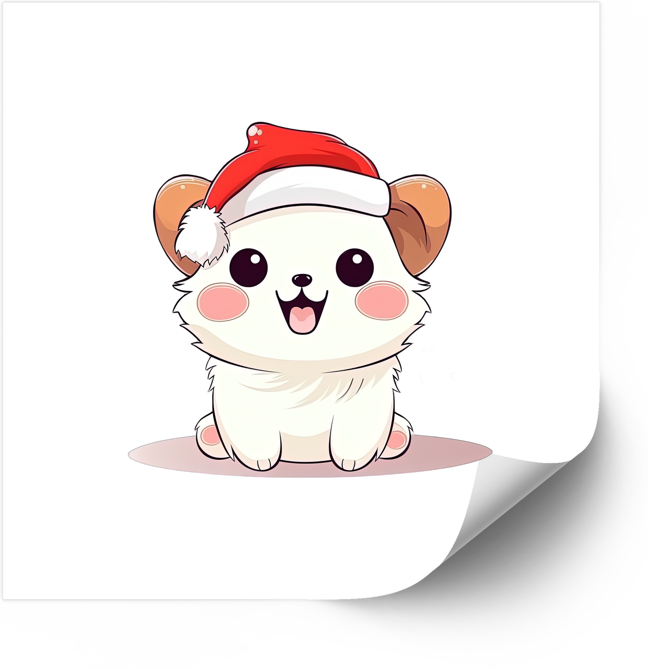 Kawaii Christmas Bear Cute Holiday Santa Hat Retro Vintage Vinyl Sticker Decal Seasonal Gift