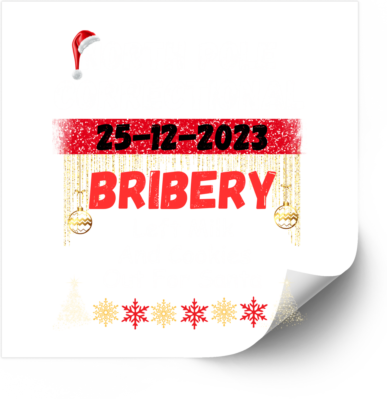 North Pole Bribery Christmas Glitter Funny Holiday Humor Vintage Retro Vinyl Sticker Decal