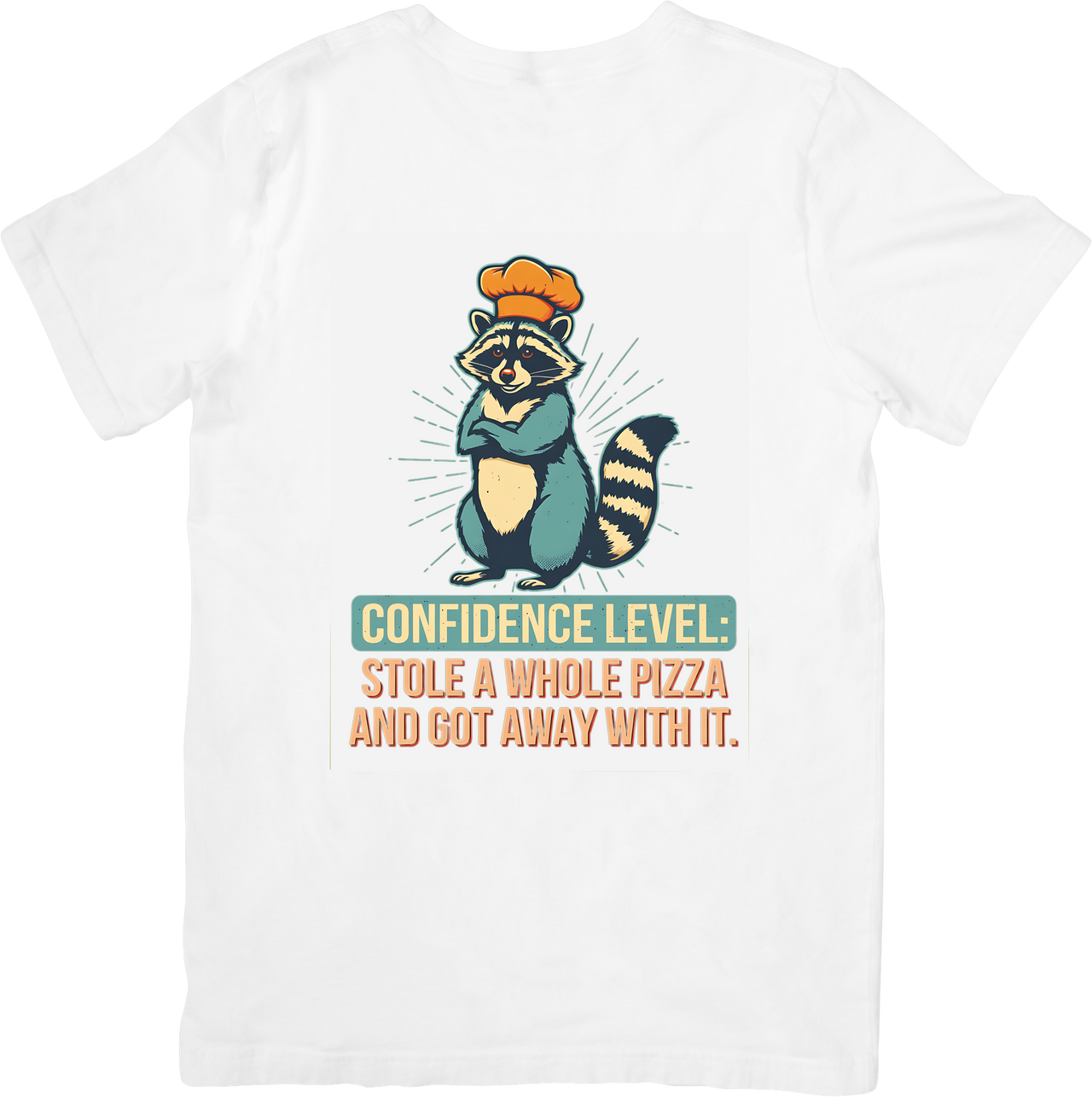 Confidence Level Stole A Whole Pizza Raccoon Funny Retro Animal Vintage Graphic Tee