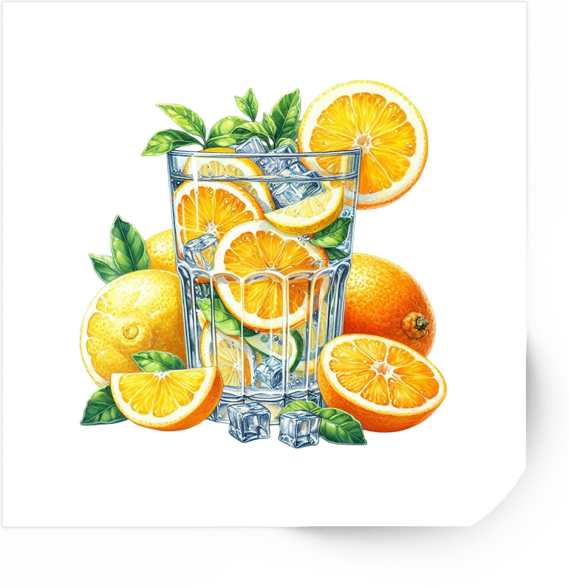 Citrus Drink Sticker | Watercolor Orange Lemon Vinyl Decal | Refreshing Summer Gift