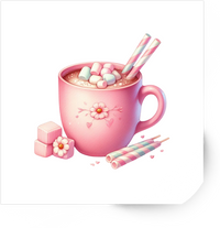 Thumbnail for Pink Hot Cocoa Sticker | Cute Cozy Drink Vinyl Decal | Kawaii Winter Treat Gift