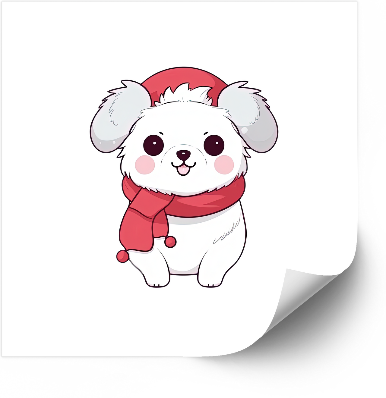 Cute Puppy Santa Christmas Kawaii Winter Holiday Dog Retro Vintage Vinyl Sticker Decal Gift