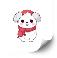 Thumbnail for Cute Puppy Santa Christmas Kawaii Winter Holiday Dog Retro Vintage Vinyl Sticker Decal Gift