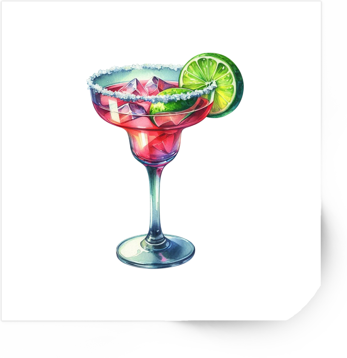 Margarita Cocktail Sticker | Watercolor Lime Drink Vinyl Decal | Bar Party Gift