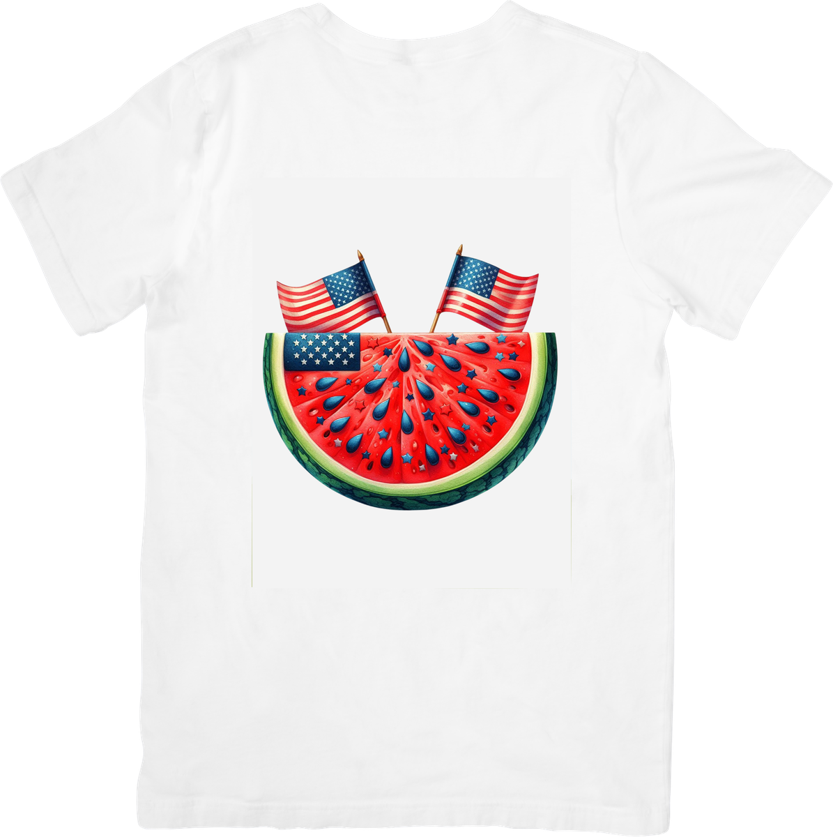 Patriotic Watermelon T-Shirt | American Flag Summer Graphic Tee | 4th Of July Gift