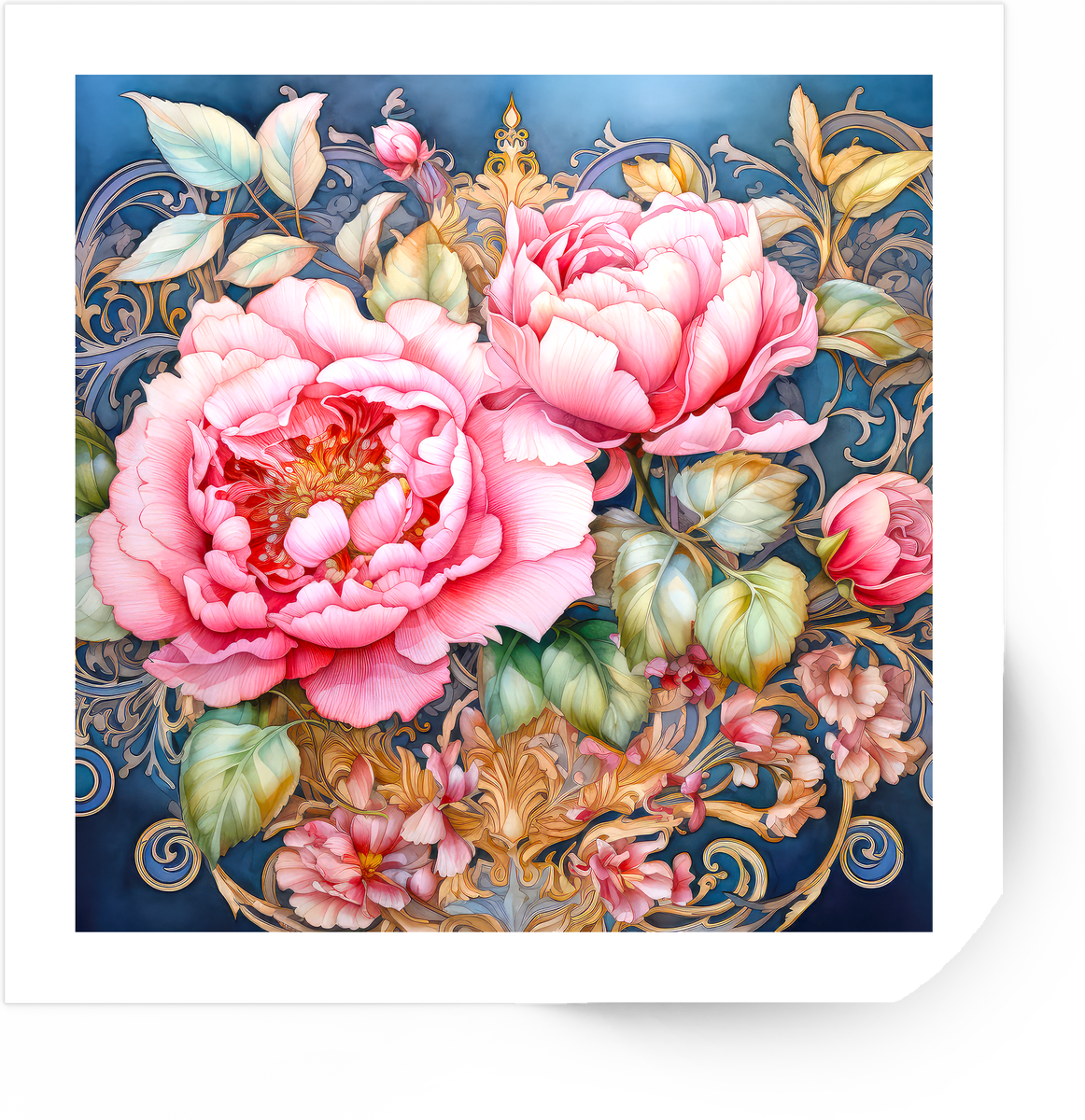 Ornate Pink Peony Sticker | Art Nouveau Floral Vinyl Decal | Elegant Flower Lover Gift