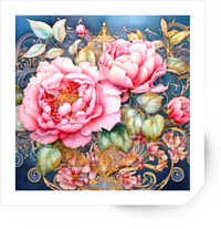 Thumbnail for Ornate Pink Peony Sticker | Art Nouveau Floral Vinyl Decal | Elegant Flower Lover Gift