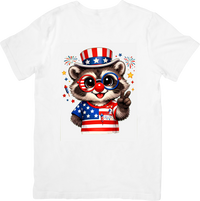 Thumbnail for Patriotic Raccoon Fourth of July Funny American Flag Animal Retro Vintage Graphic Tee Gift