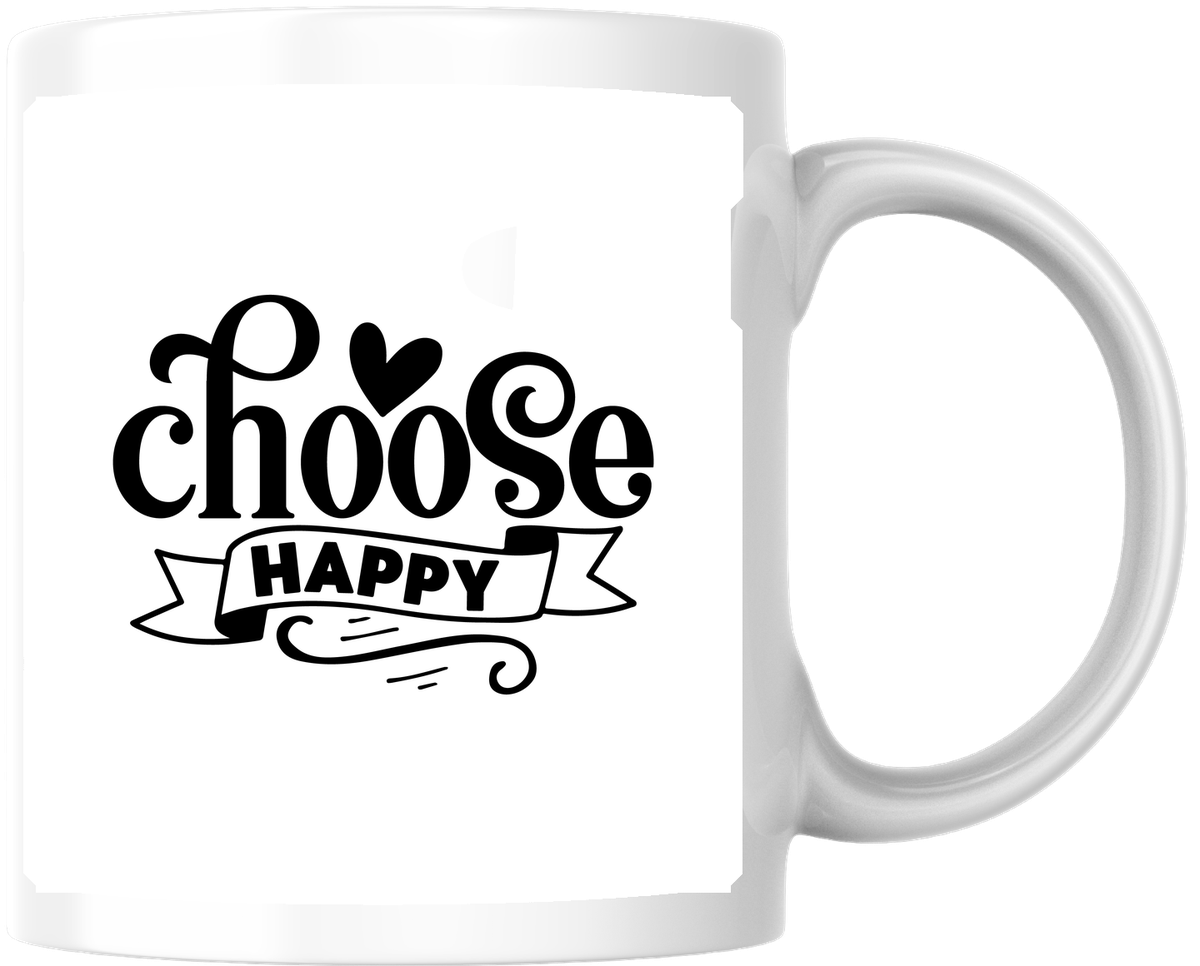 Choose Happy Mug | Inspirational Typography Coffee Mug | Positive Motivation Gift