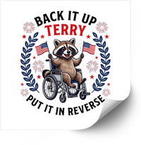 Thumbnail for Back It Up Terry Put It In Reverse Funny Patriotic Raccoon Fourth of July Vintage Vinyl Decal