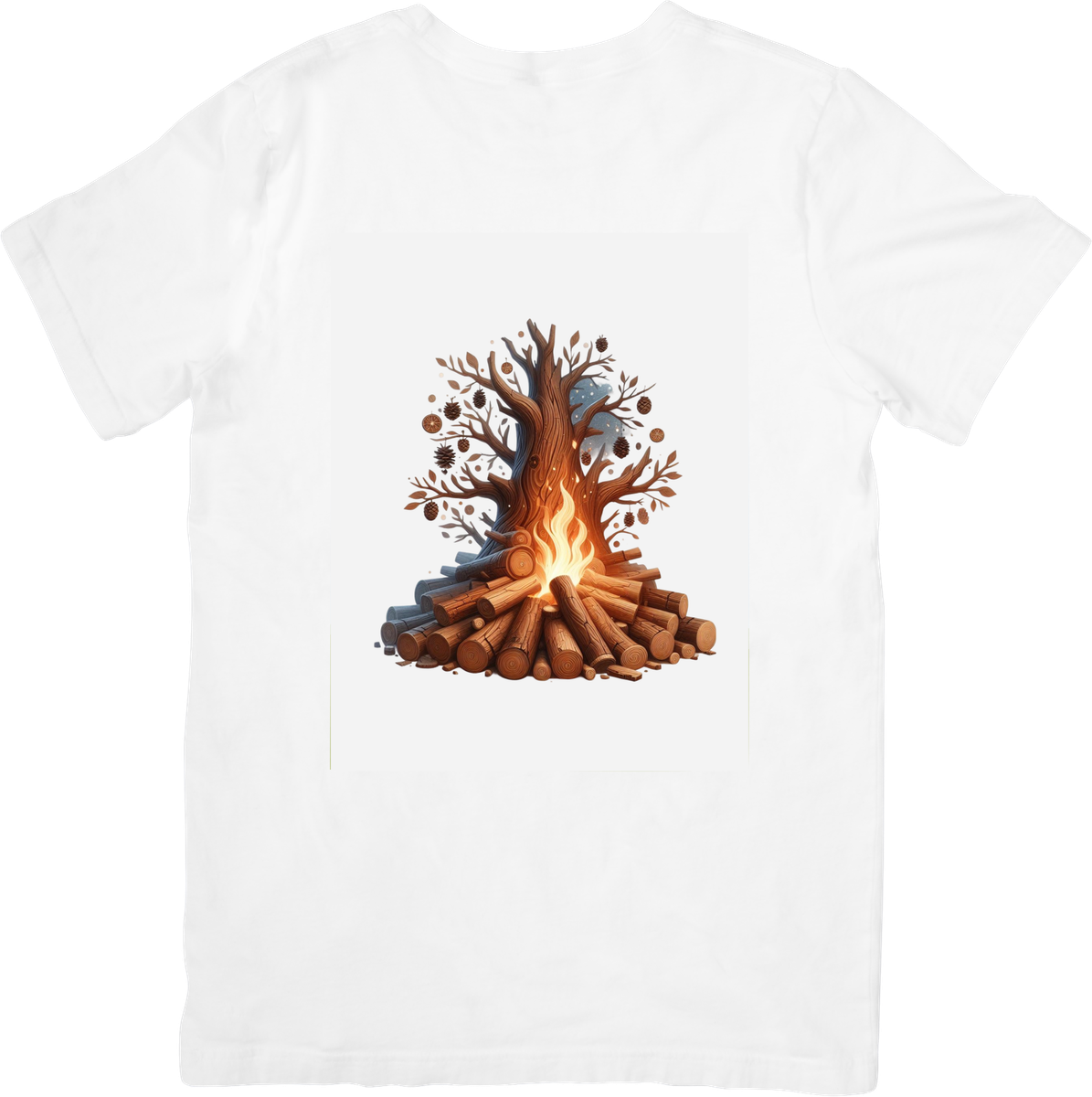 Campfire Tree Bonfire T-Shirt | Rustic Outdoor Flame Graphic Tee | Camping Nature Gift
