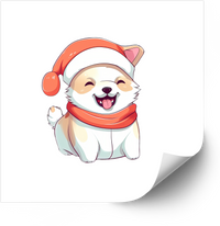 Thumbnail for Kawaii Christmas Husky Santa Dog Cute Holiday Retro Vintage Vinyl Sticker Decal