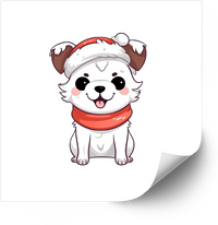 Thumbnail for Kawaii Christmas Puppy Santa Hat Cute Holiday Dog Retro Vintage Vinyl Sticker Decal Gift