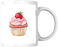 Thumbnail for Strawberry Cupcake Mug | Watercolor Sweet Dessert Coffee Mug | Baker Foodie Gift