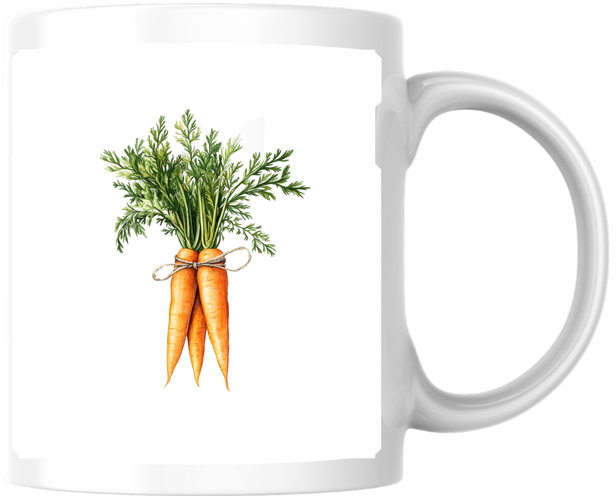 Watercolor Carrot Bunch Mug | Fresh Garden Veggie Coffee Mug | Spring Easter Gift