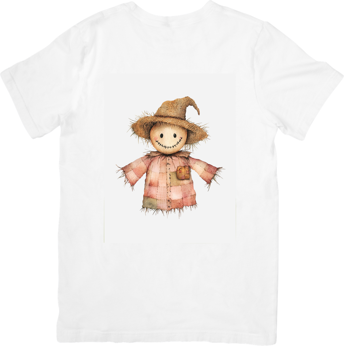 Cute Scarecrow T-Shirt | Watercolor Autumn Harvest Graphic Tee | Fall Farm Gift